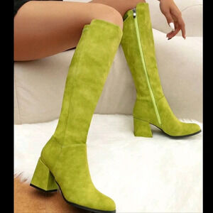 Women Comfortable Classic Fashion Chunky Heel Round Toe Knee-High Boots